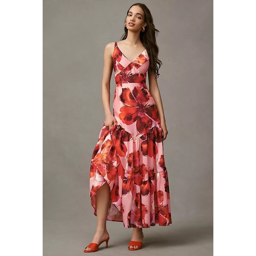 Hutch Women's Arden Sleeveless Tiered Floral A-Line Maxi Dress Size 4 NWT